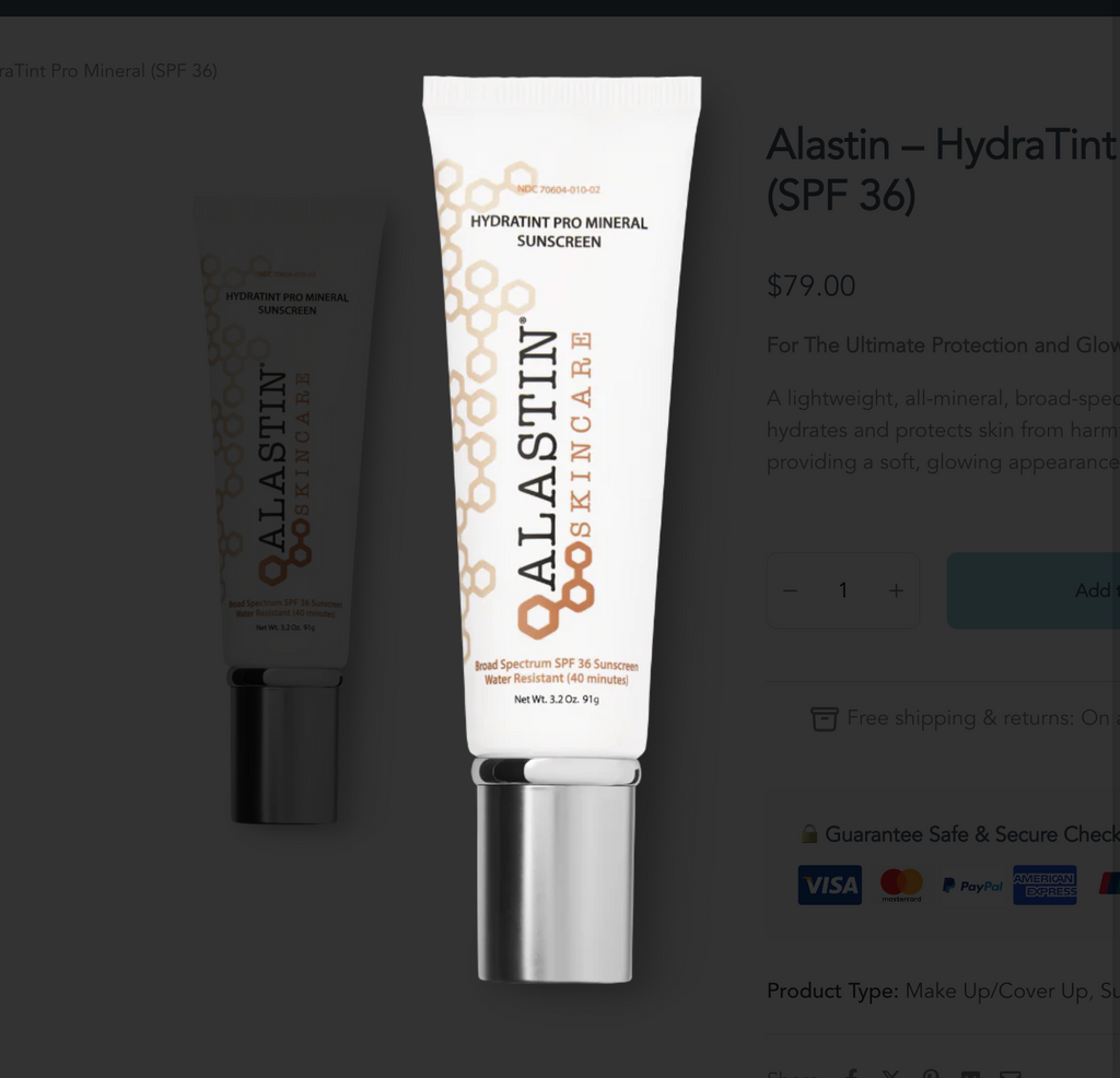 ALASTIN HydraTint Pro Mineral Tinted Sunscreen SPF 36, 3.2 oz