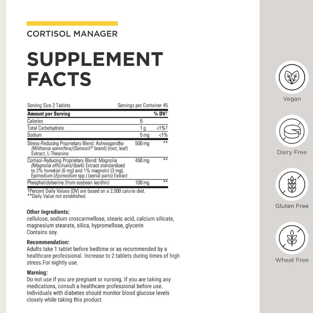 Integrative Therapeutics Cortisol Manager – 90 Tablets | Sleep Support & Stress Relief Supplement